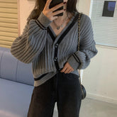 V-Neck Knitted Slim Cardigan Sweater